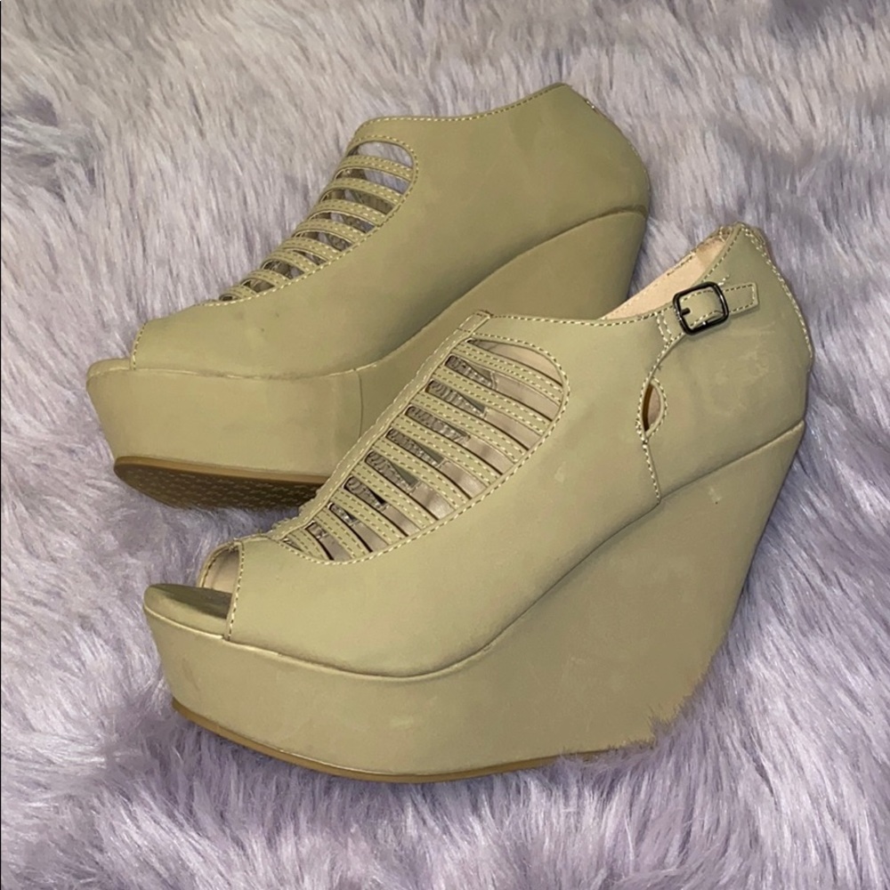 Ladder Cut-Out Wedge Heels